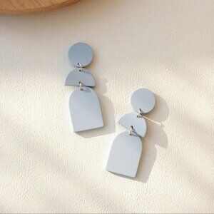 Light Blue Lightweight Geometric Polymer Clay Earrings Contemporary Minimal Boho